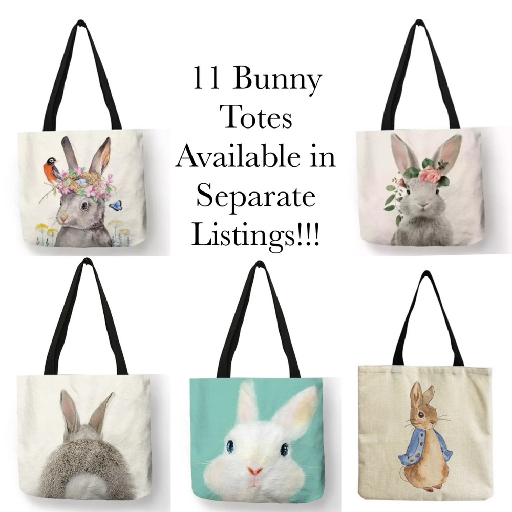 Eco-Friendly Bunny with Pink Egg Folding Tote Bag - Picture 11 of 13